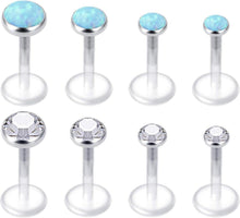 Klare Lippenpiercings Flexibles Acryl 16G CZ Opal - 8-18 Stk