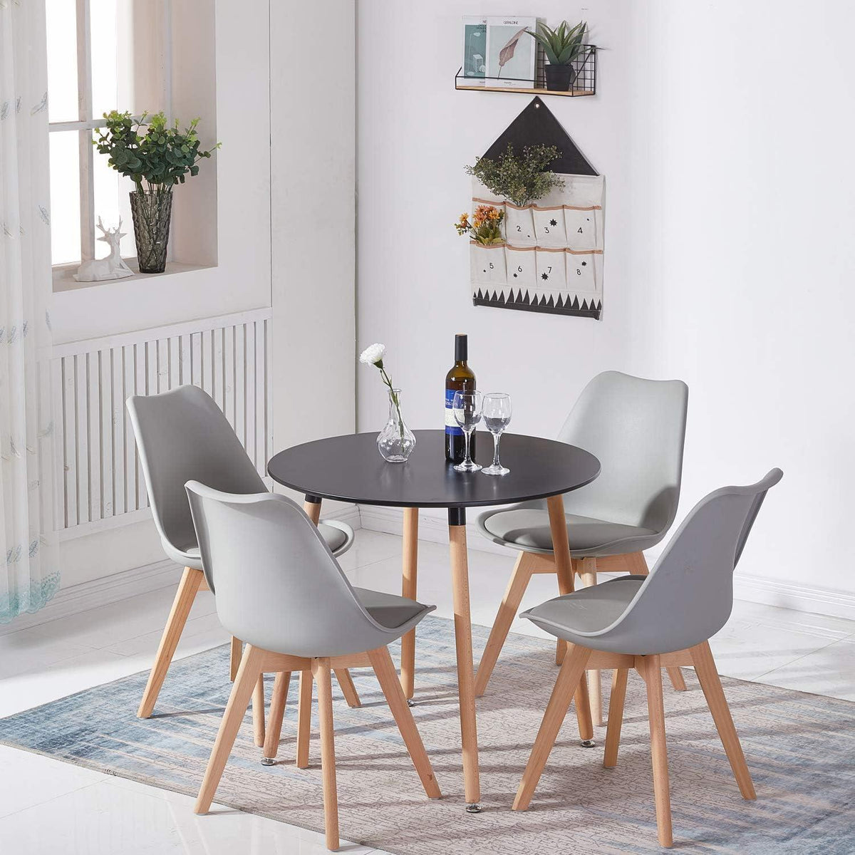 Runder Esstisch skandinavisches Design, 80x80cm Schwarz
