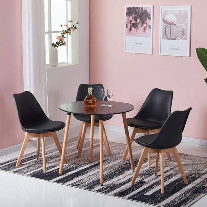 Runder Esstisch skandinavisches Design, 80x80cm Schwarz