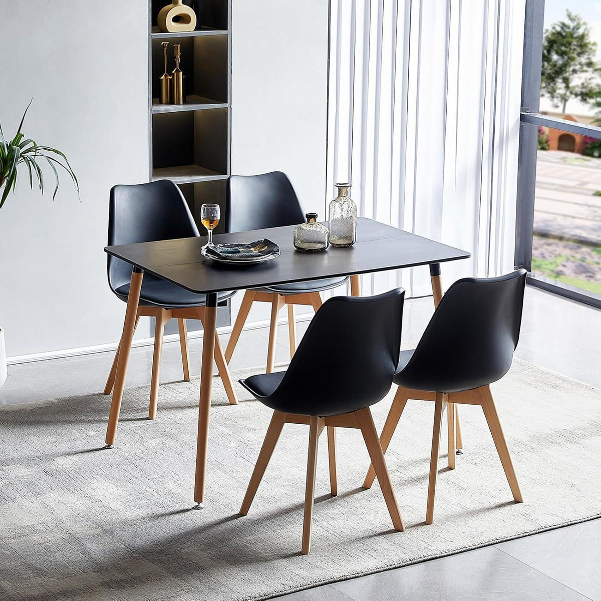 Rechteckiger Esstisch Schwarz 110x70cm – Retro Küchentisch für 4 Personen