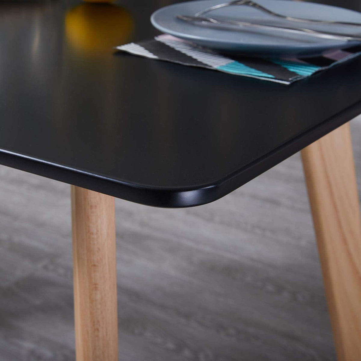 Rechteckiger Esstisch Schwarz 110x70cm – Retro Küchentisch für 4 Personen