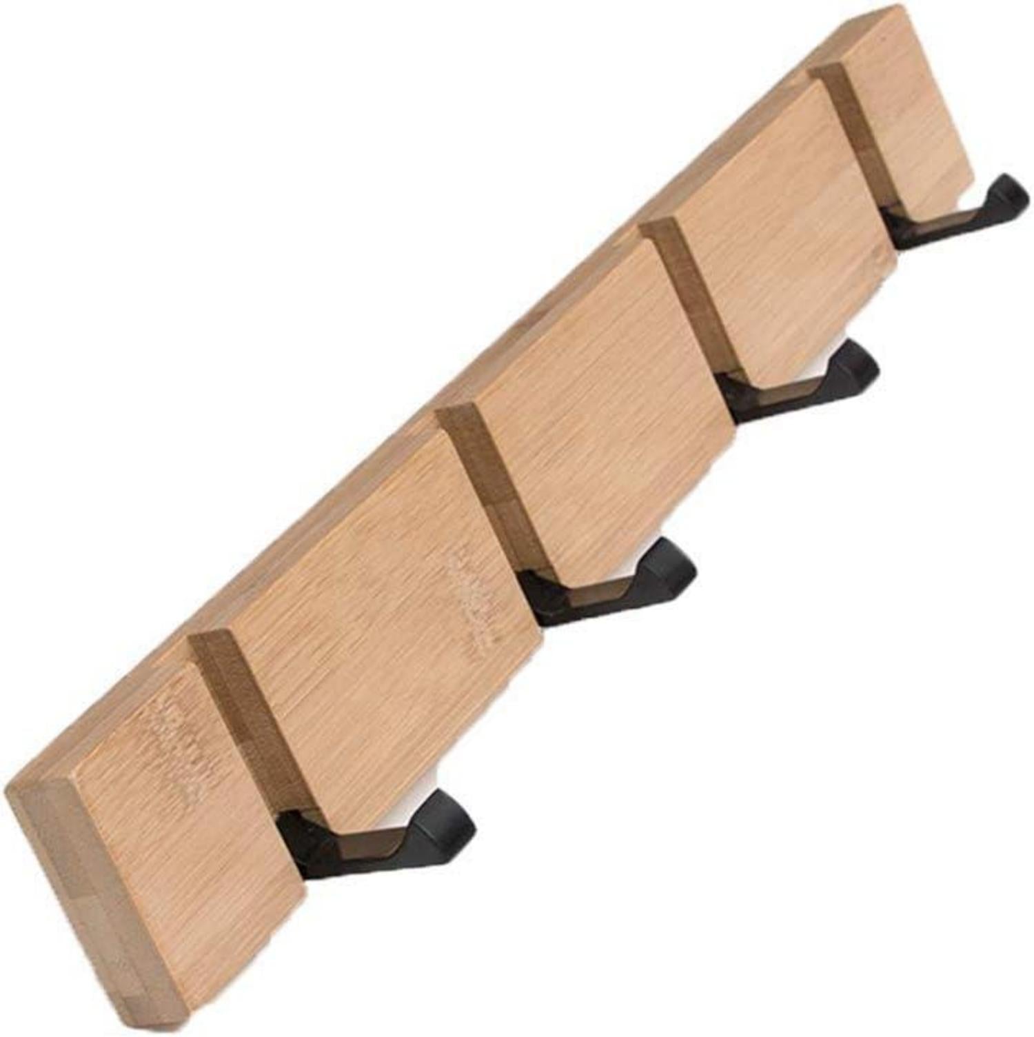 YunNasi Holz Hakenleiste Klappbar Wandhaken 5 Faltbar Haken