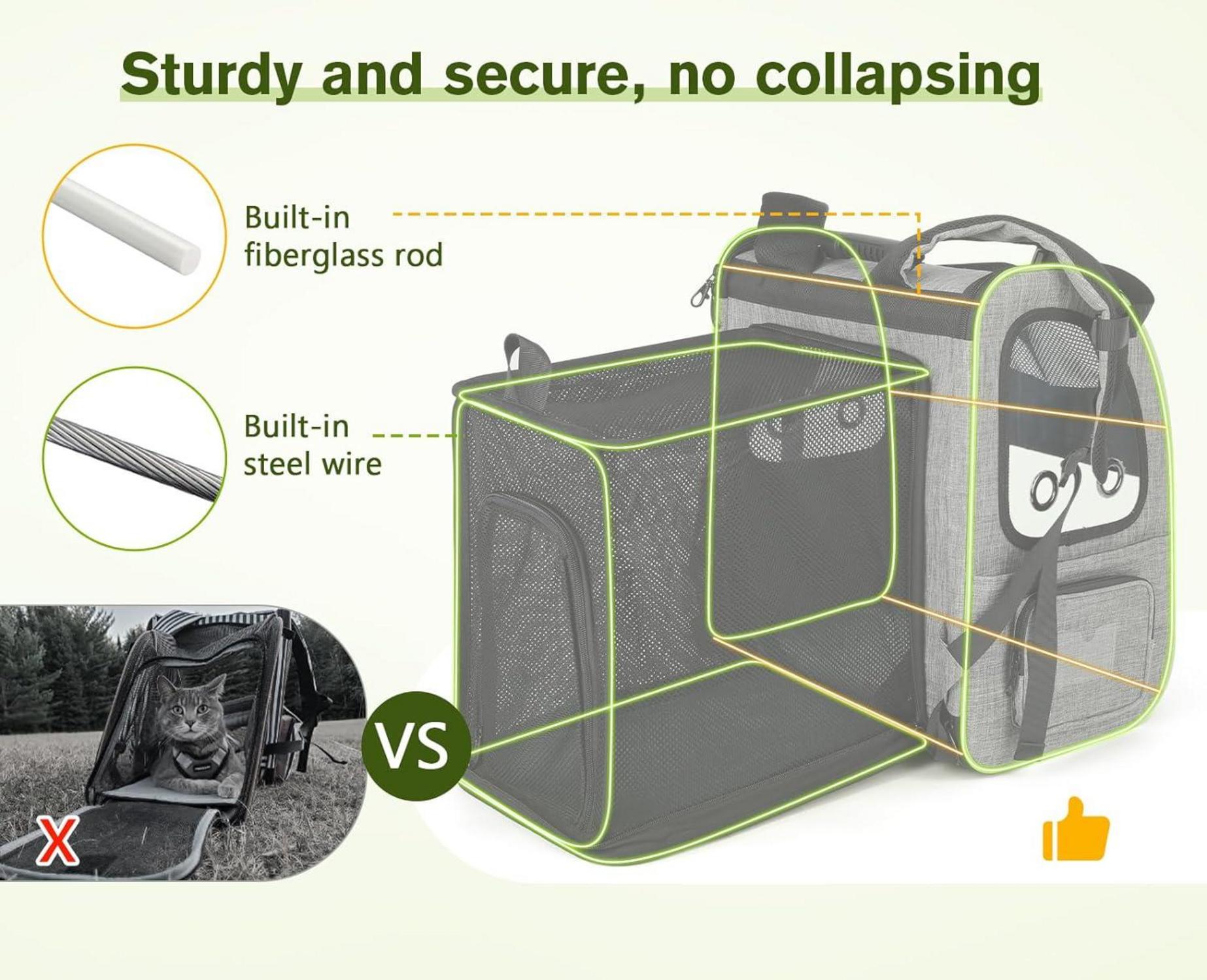 Pecute Hunderucksack Erweiterbar Faltbar Katzenrucksack Grau Transparentes Fenster