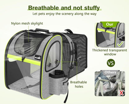 Hunderucksack Katzenrucksack Erweiterbar Faltbar Grau mit Anti-offener