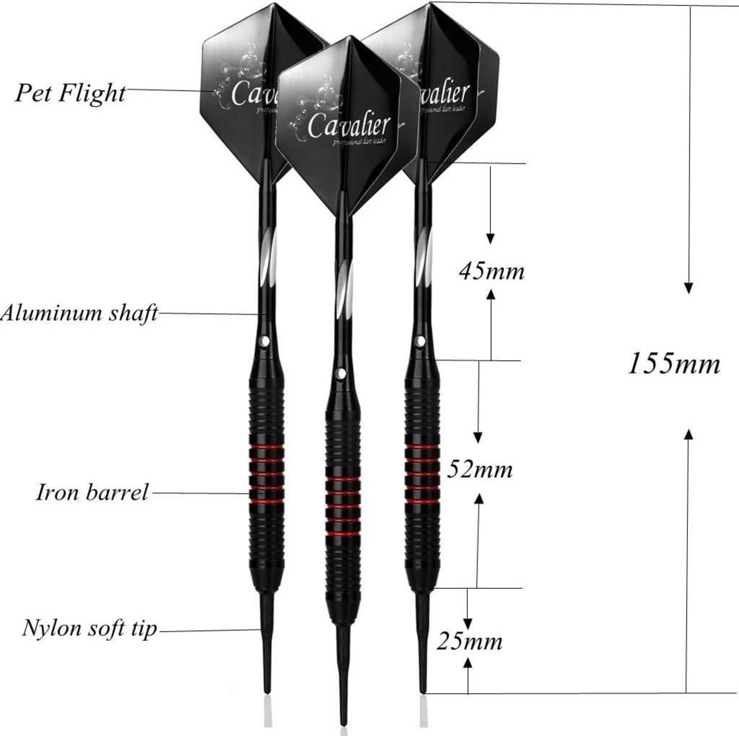 Dartpfeile Set 18g Soft Tip für Elektronische Dartscheibe + PU Bag