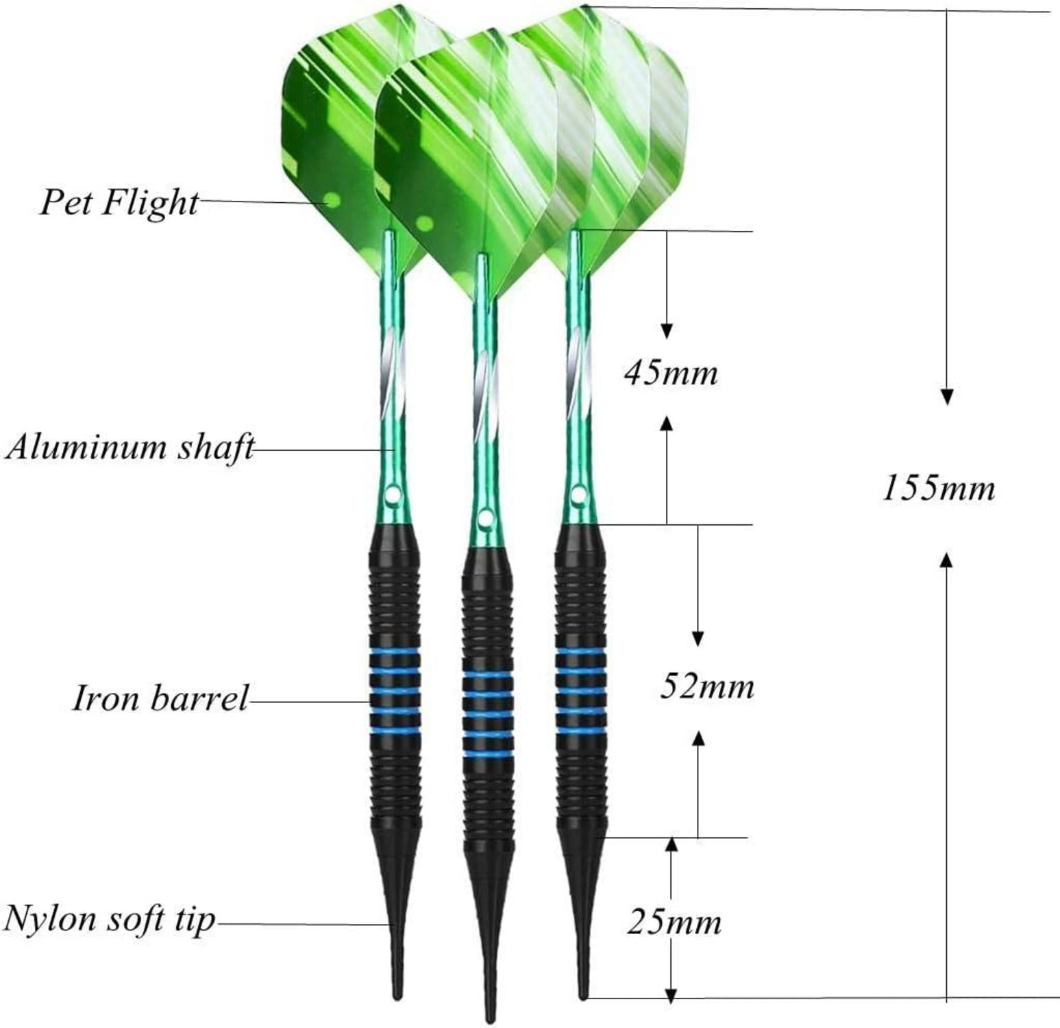 Soft Dartpfeile Set 3 Stück 18g Turnier Tip Dartscheibe Elektronisch PU Bag