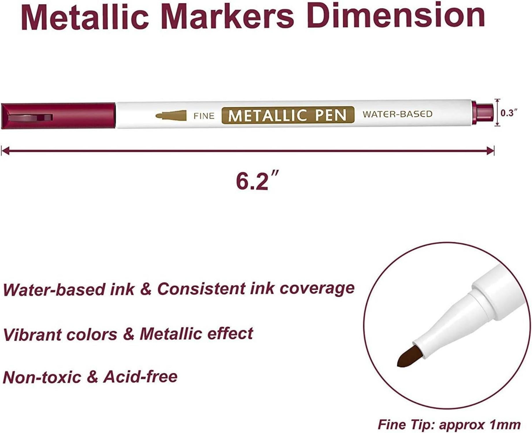 Metallic Marker Set mit 24 Metallstiften und 6 DIY-Vorlagen