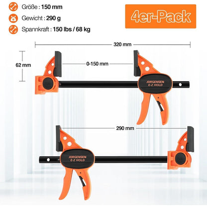 Einhandzwingen Set 4 Stück 150/420mm Profi Schraubzwingen