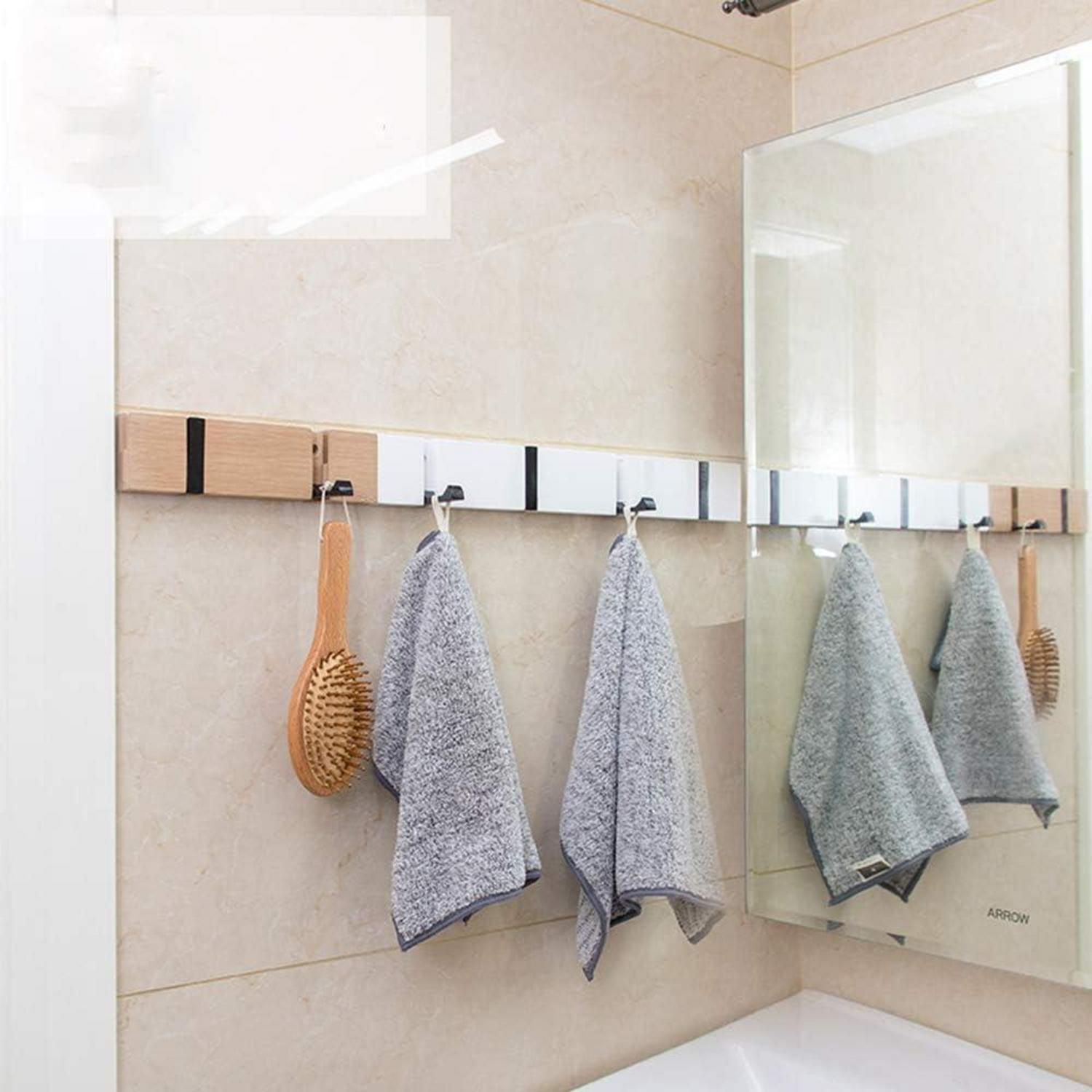 Hakenleiste Holz Klappbar Wand Garderobenhaken 5 Haken Weiß 4 Haken