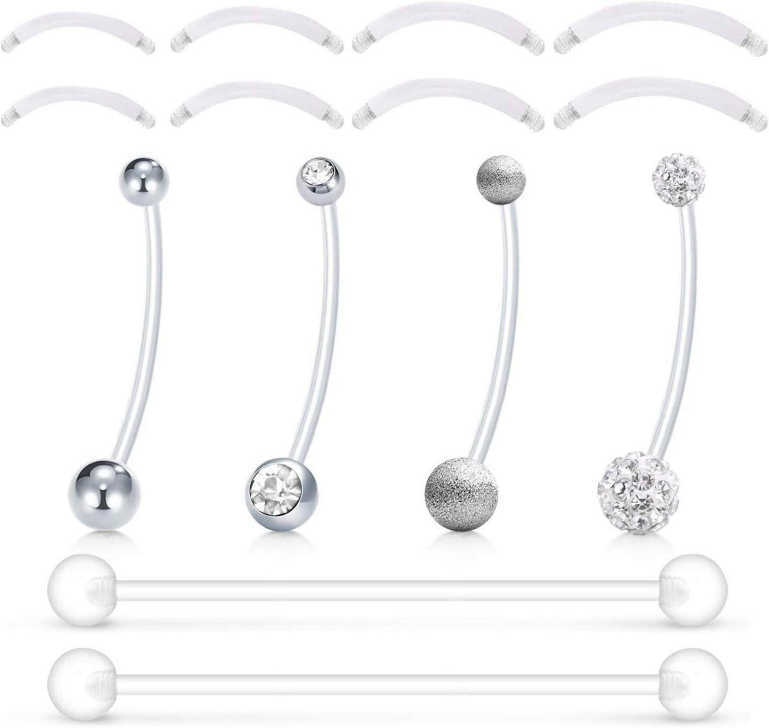 Flexibles Schwangerschaftspiercing Bauchnabelpiercing Bioflex 4er Set