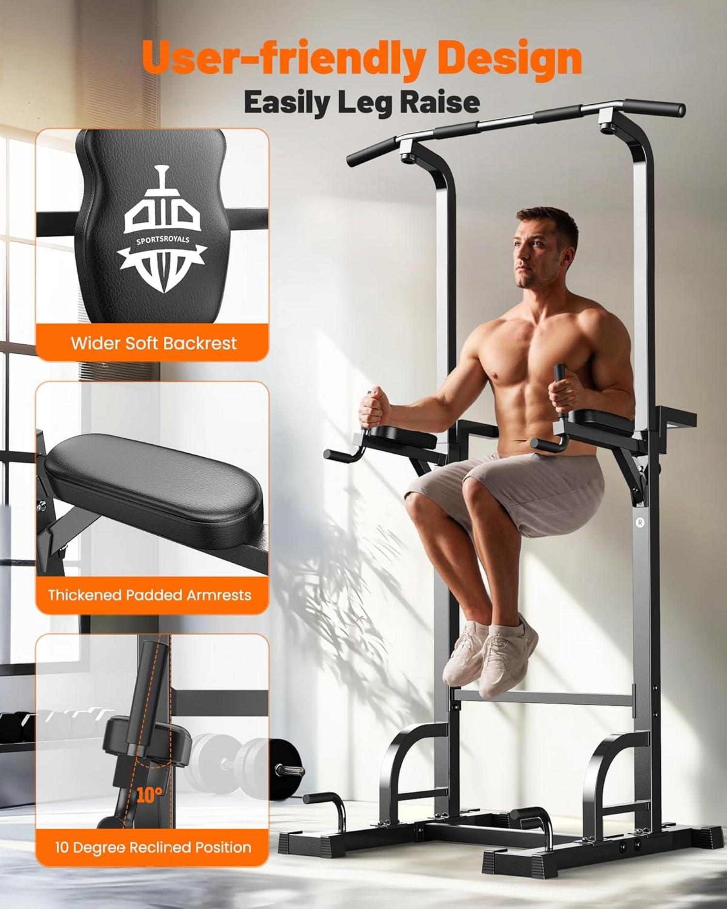 Power Tower Dip Station Klimmzugstange Heim-Fitness 204.1 kg Black