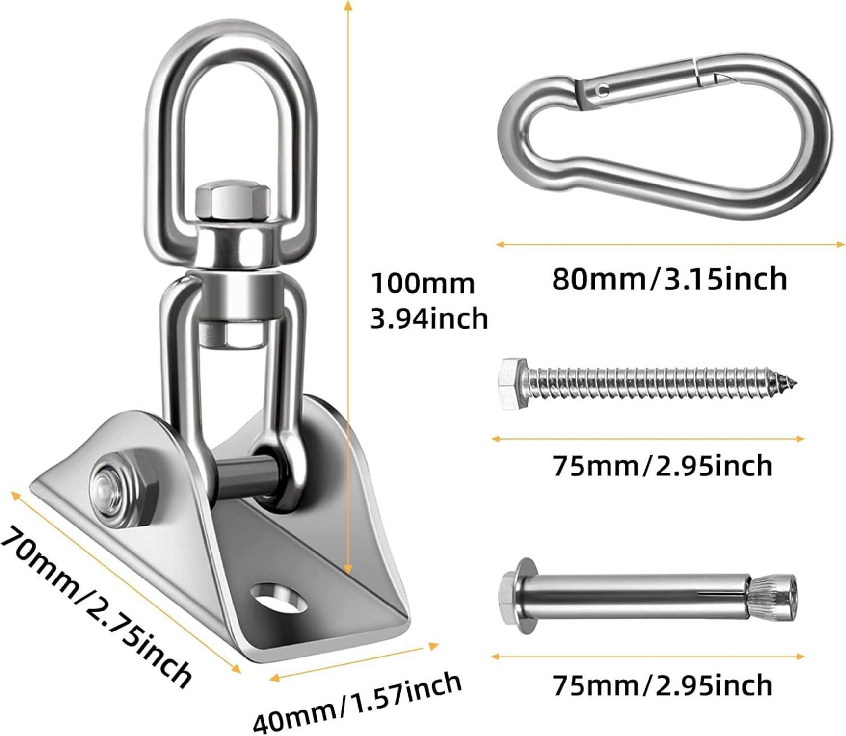 Deckenhaken 360°Drehen Edelstahl 450KG Kapazität mit M8 Karabiner