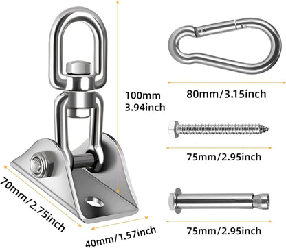 Deckenhaken 360°Drehen Edelstahl 450KG Kapazität mit M8 Karabiner