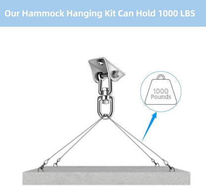 Deckenhaken 360°Drehen 304 Edelstahl mit M8 Karabiner 450KG - Hängesessel Schaukel Yoga Sandsack Wand-Haken