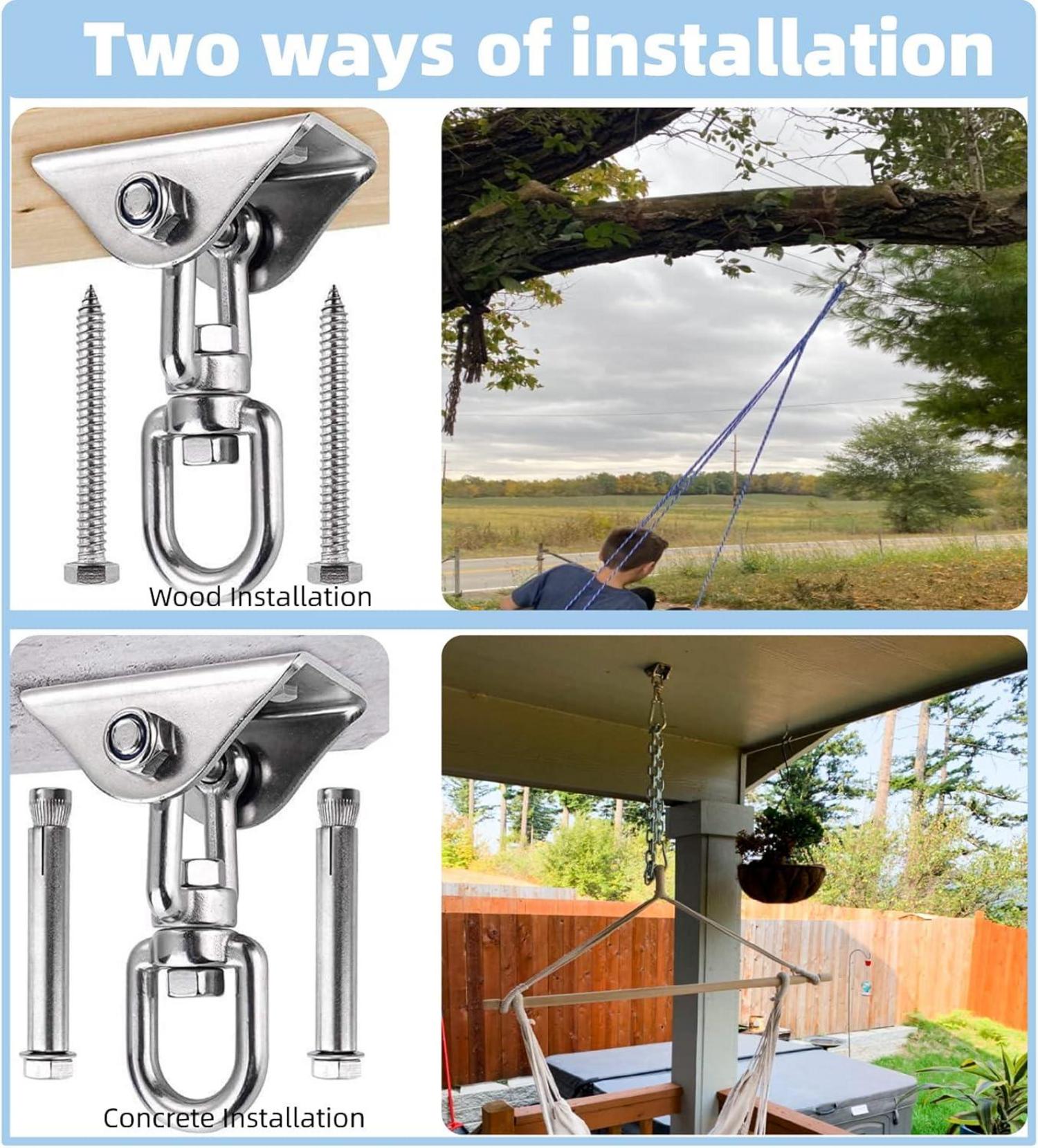 360° Drehen Deckenhaken 304 Edelstahl 450KG Kapazität mit M8 Karabiner