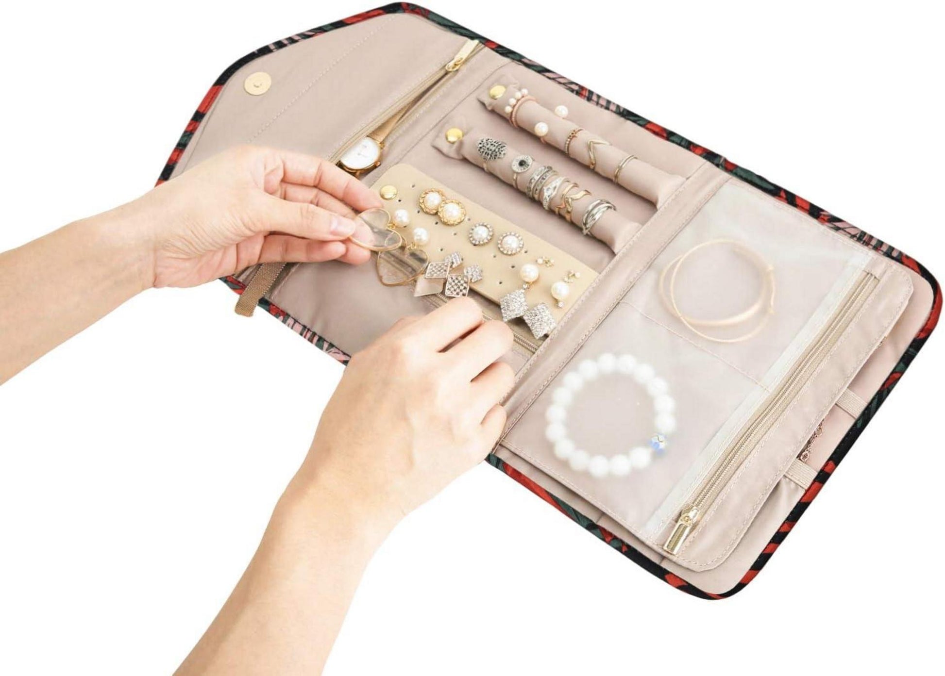 Schmuck Organizer Tasche für Reise mit Polsterung & Stauraum