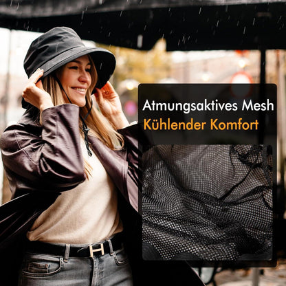 Faltbarer Regenhut Damen wasserdicht mit Kinnband & UPF50+