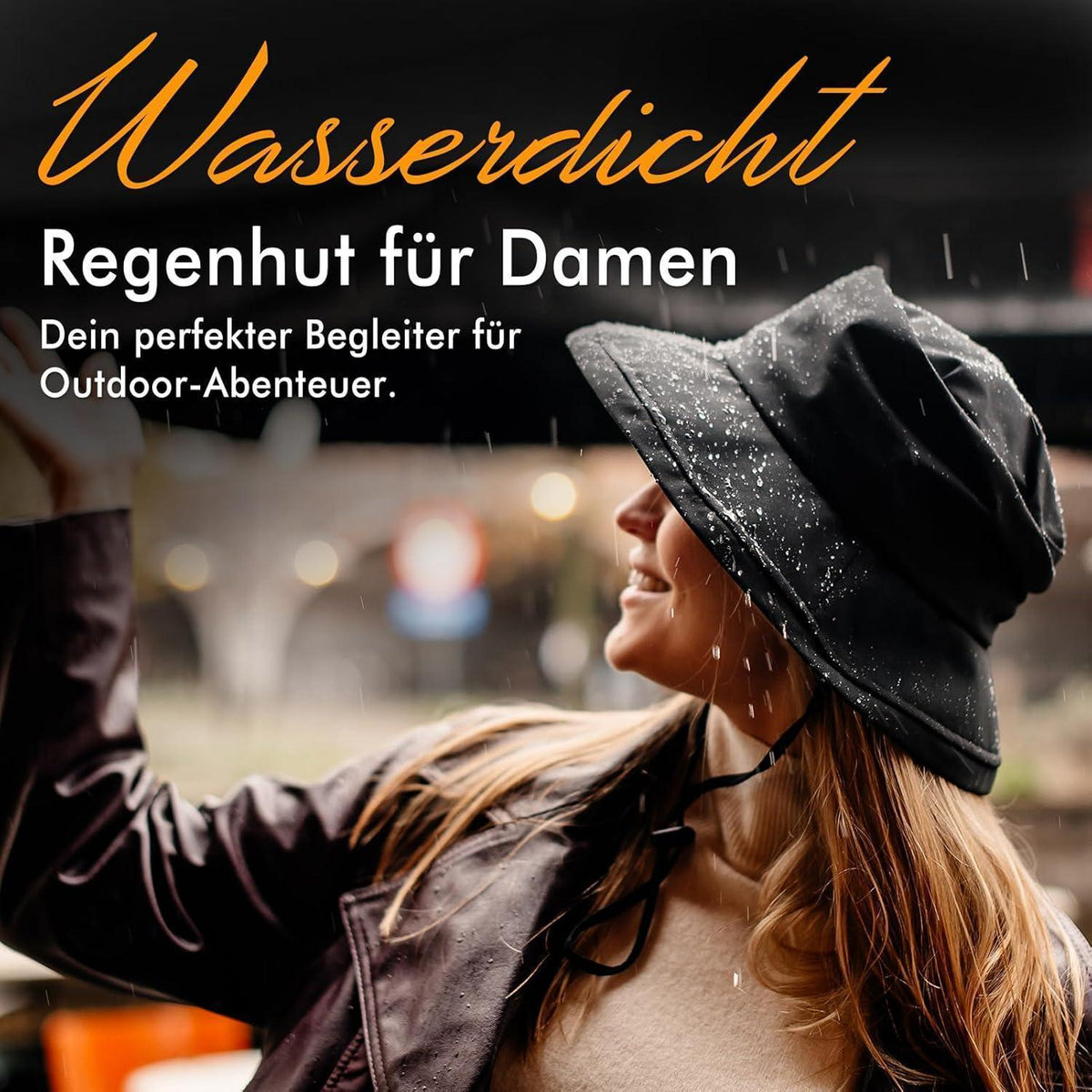 Faltbarer Regenhut Damen wasserdicht mit Kinnband & UPF50+