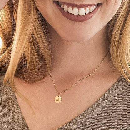 Damen Initiale Buchstaben Anhänger Edelstahl Halskette Gold