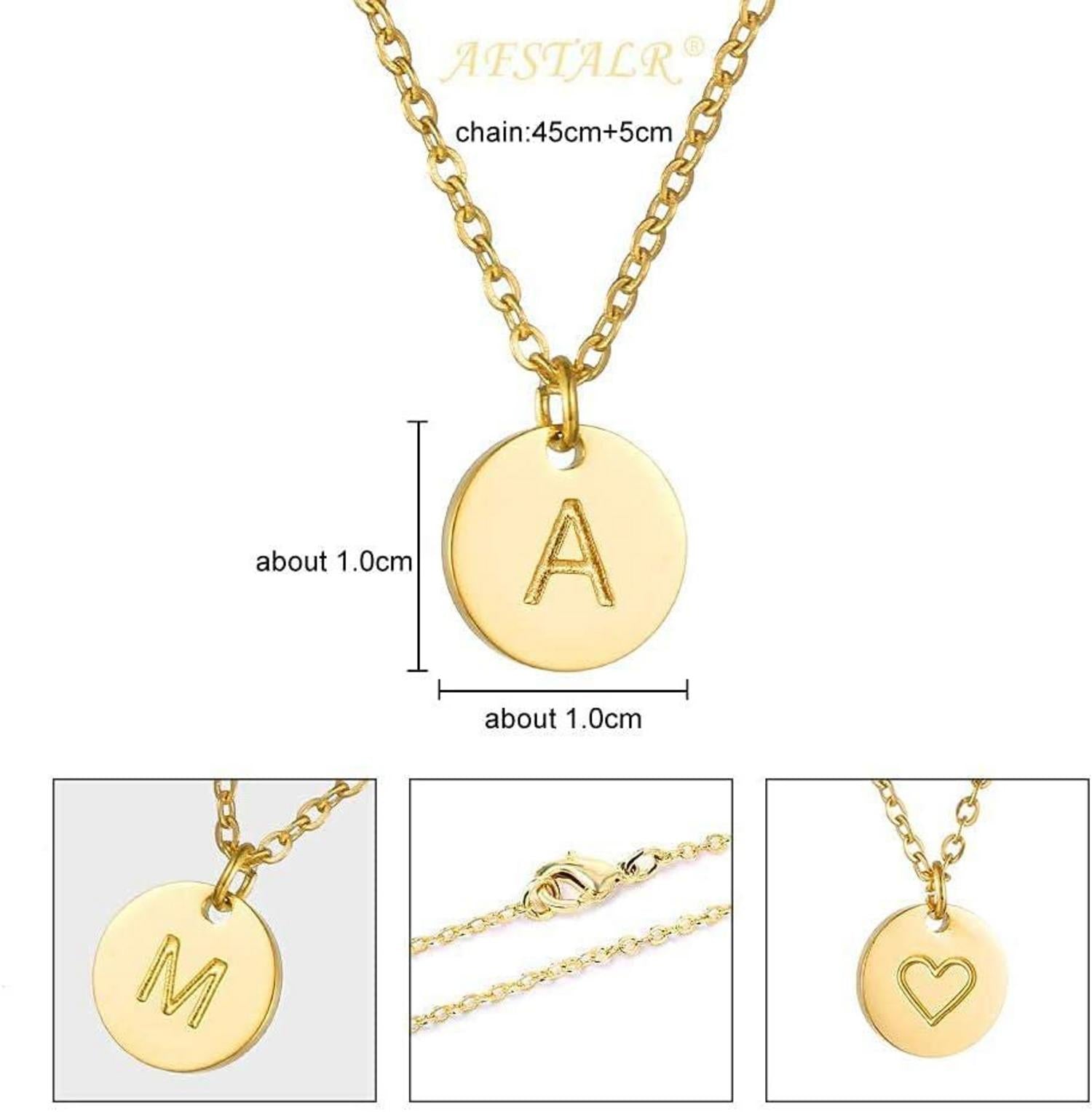 Damen Initialen Kette Buchstaben Anhänger Gold/Rosegold Silber mit