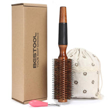 Rundbürste Wildschweinborsten Holzfass Styling Locken Glanz