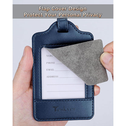 3er Set Kofferanhänger PU Leder Blau | Adressschild