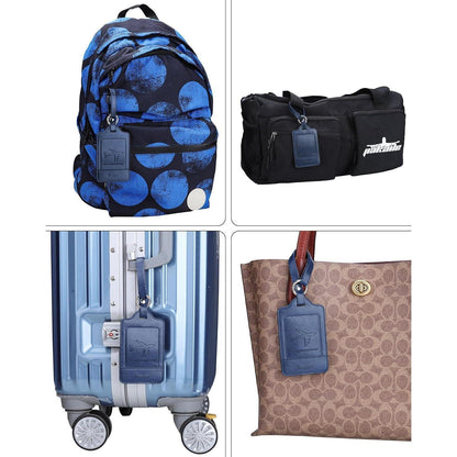 3er Set Kofferanhänger PU Leder Blau | Adressschild