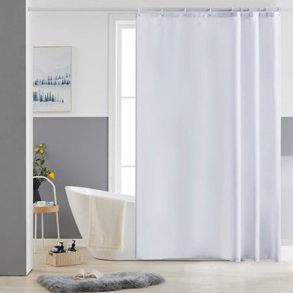Schmaler Duschvorhang Polyester Textil Weiß wasserabweisend 150x180