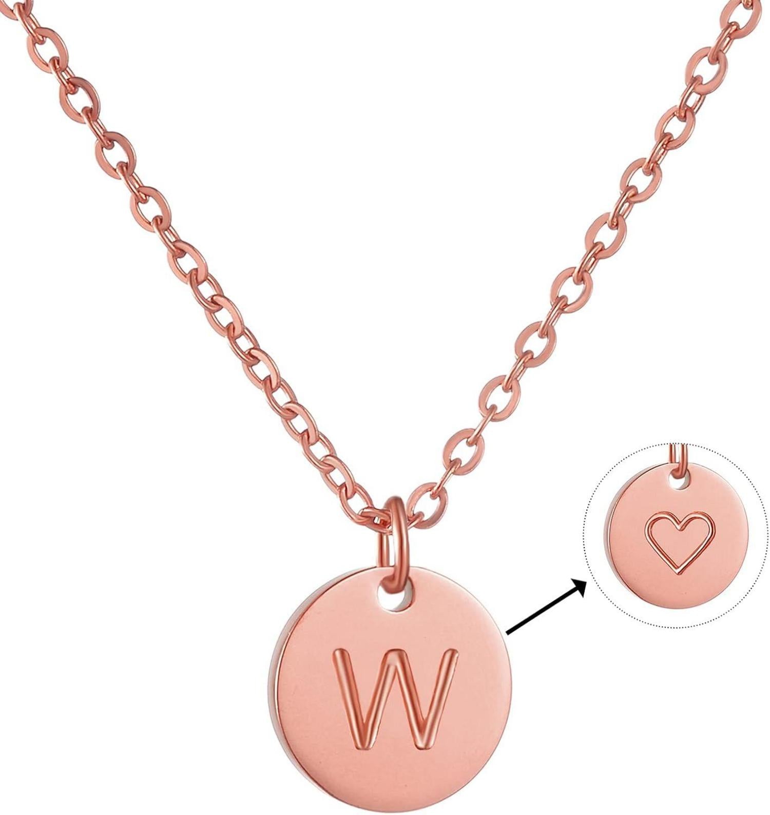 Initialen Kette mit Buchstaben Anhänger Herz Gold Rosegold Silber
