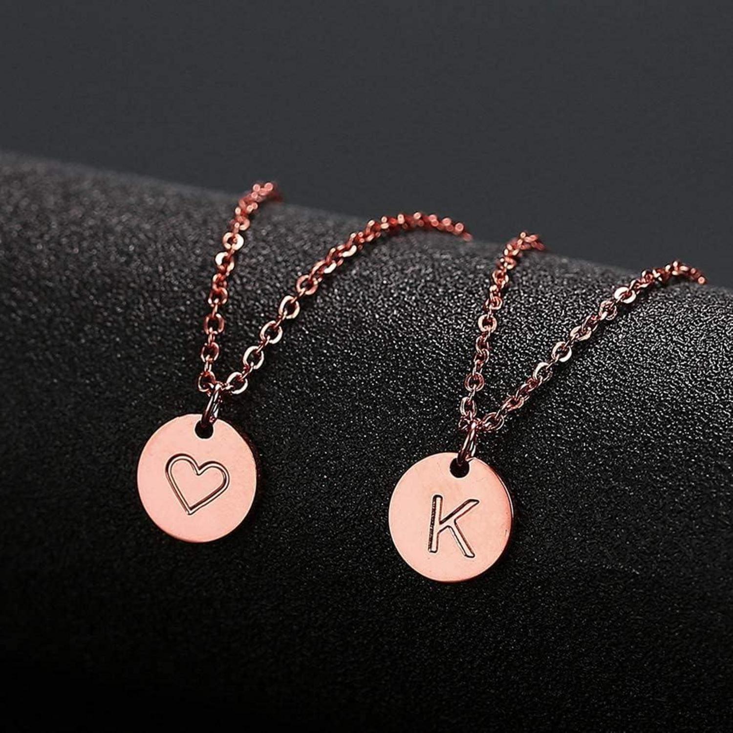 Initialen Halskette Damen Buchstaben Anhänger Herz Gold Roségold Silber