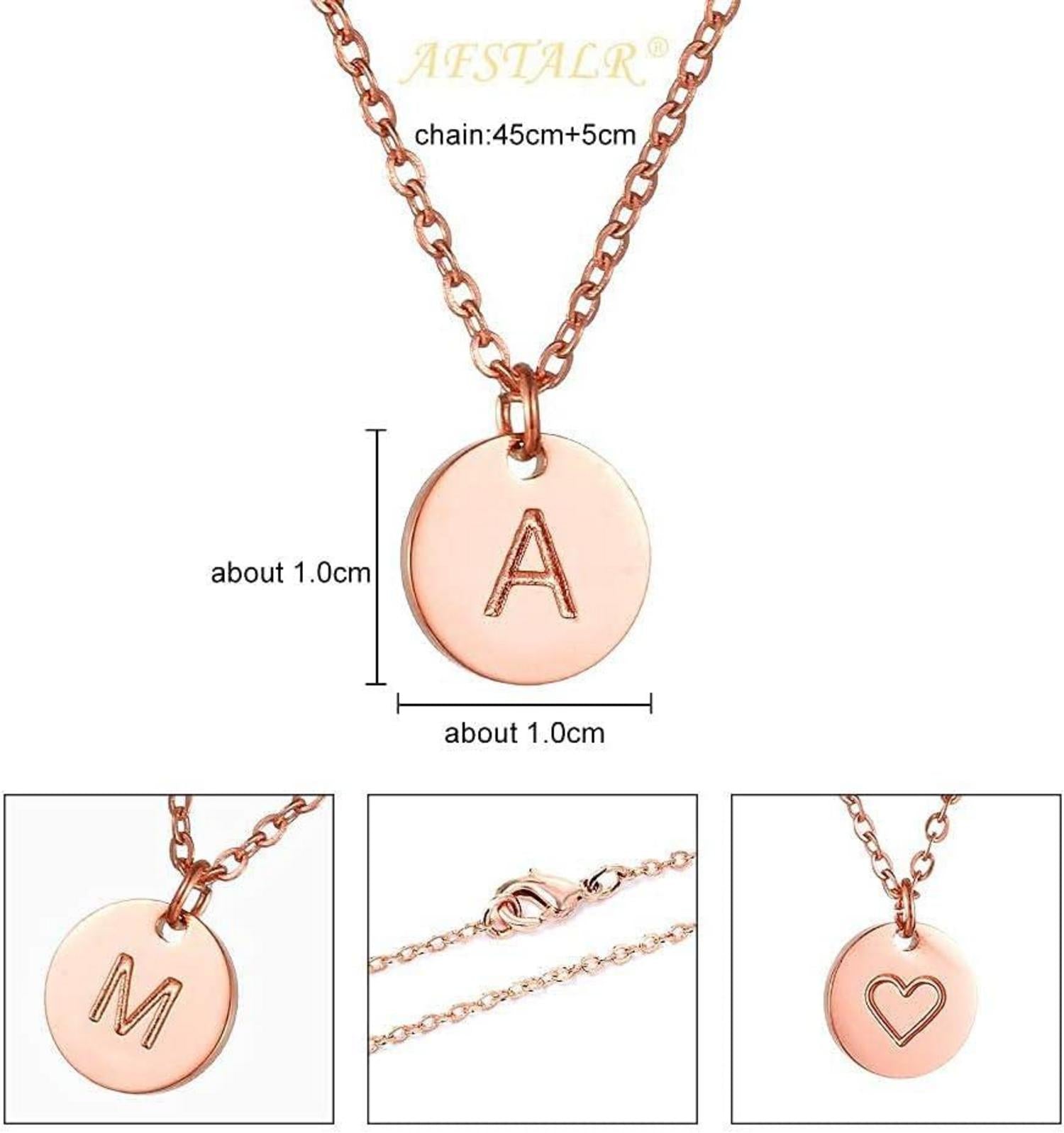 Damen Initialen Kette Buchstaben Anhänger Gold Silber Rosegold