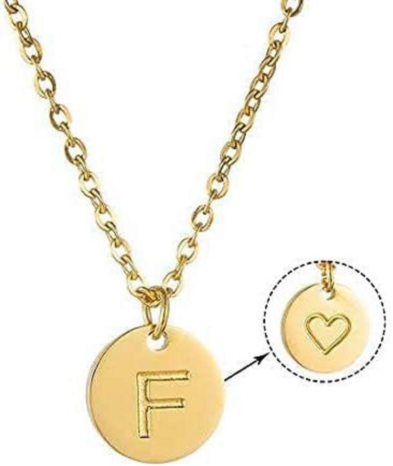 Damen Initialen Kette Buchstaben Anhänger mit Herzen Gold/Roségold/Silber