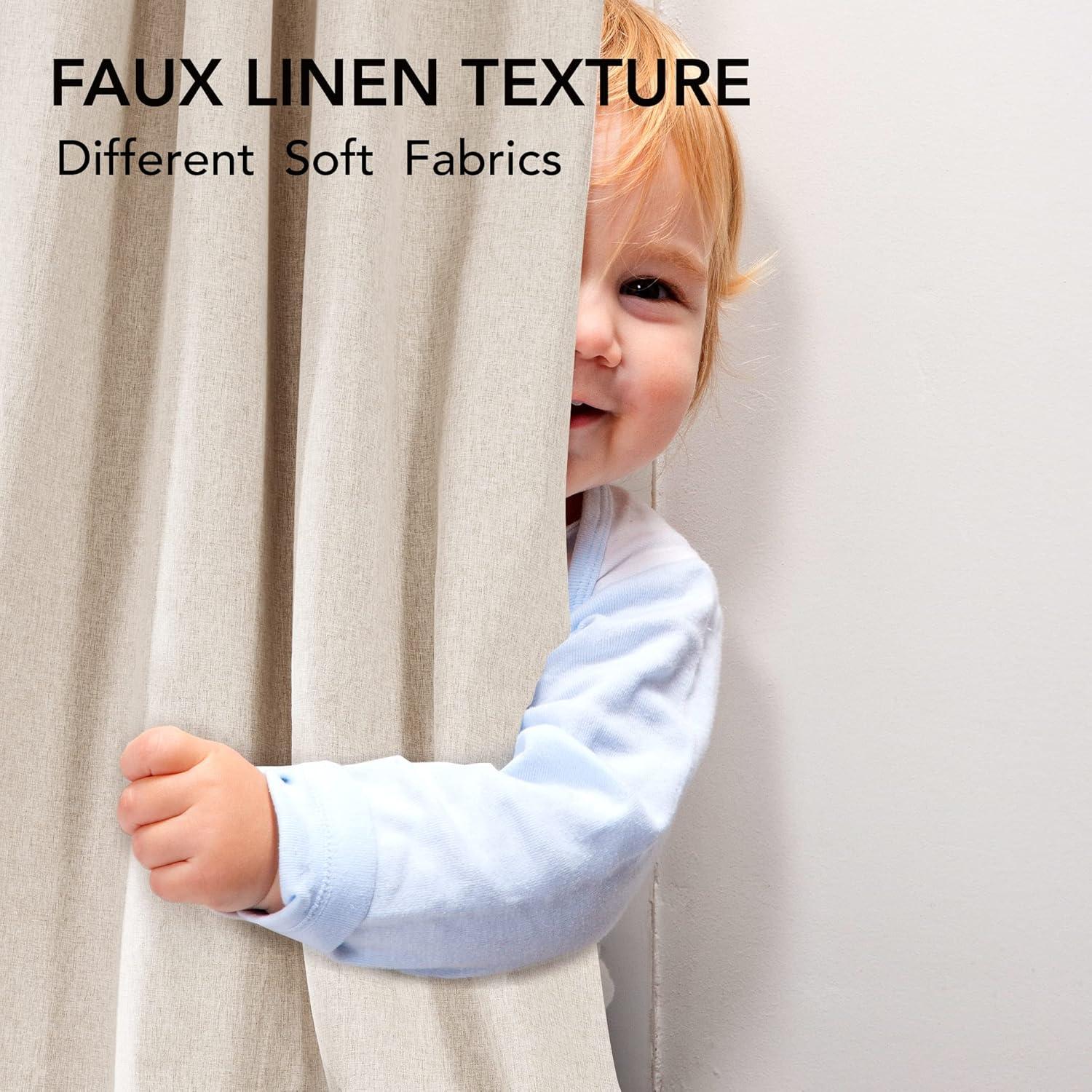 Vollverdunkelungsgardinen Blickdichte Vorhänge Leinenoptik 138x117 cm