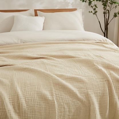 Kuscheldecke Flauschig Baumwolle Decke Vorgewaschene Atmungsaktive Tagesdecke