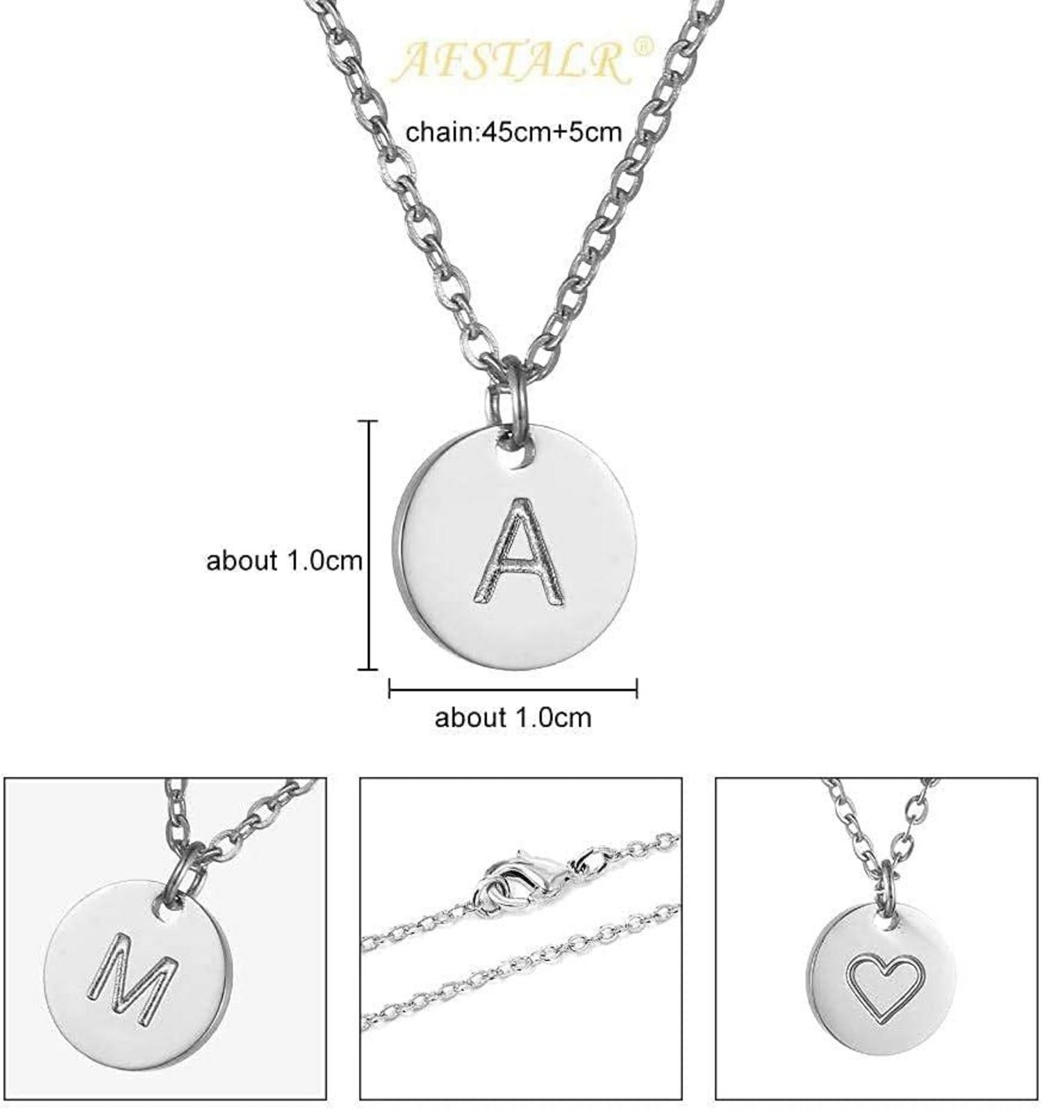 Damen Initialen Kette Buchstaben Anhänger Gold/Silber Rosegold Mit