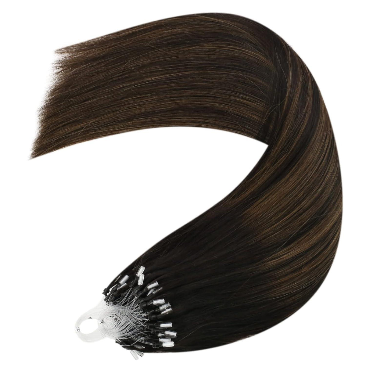Braune Ombre Microring Extensions Echthaar 45cm