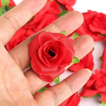 Künstliche Blumenköpfe Set für Hochzeit Party Deko DIY - 50 Stück, rot, Ø 4cm