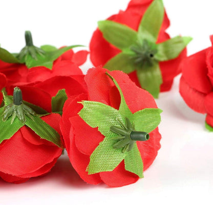Künstliche Rosen Blütenköpfe 50 Stück Hochzeit Party Deko DIY Rot 4cm