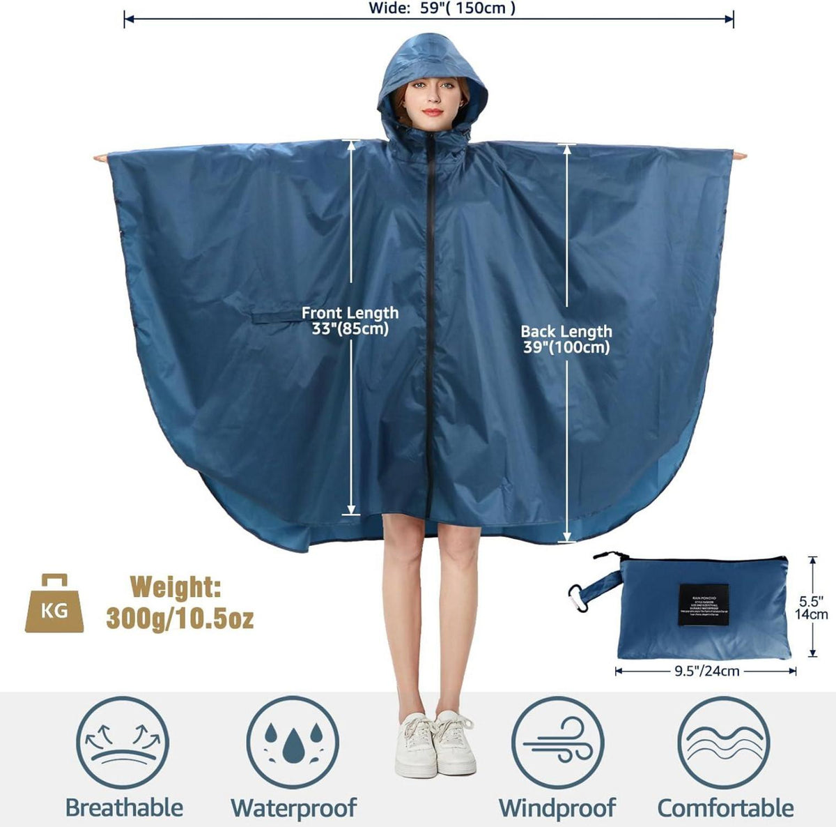 ANYOO Wasserdichter Regenponcho für Radfahren und