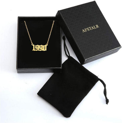 Birth Year Number Necklace Women Birthday Gift Jewelry 1980-2019 Gold Silver