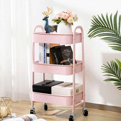 Rollwagen Metall 3-Etagen Servierwagen Organizer mit Rädern
