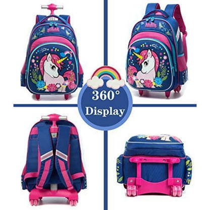 Rollrucksack für Mädchen 6-8 Jahre – Mintfarbenes Koffer-Set