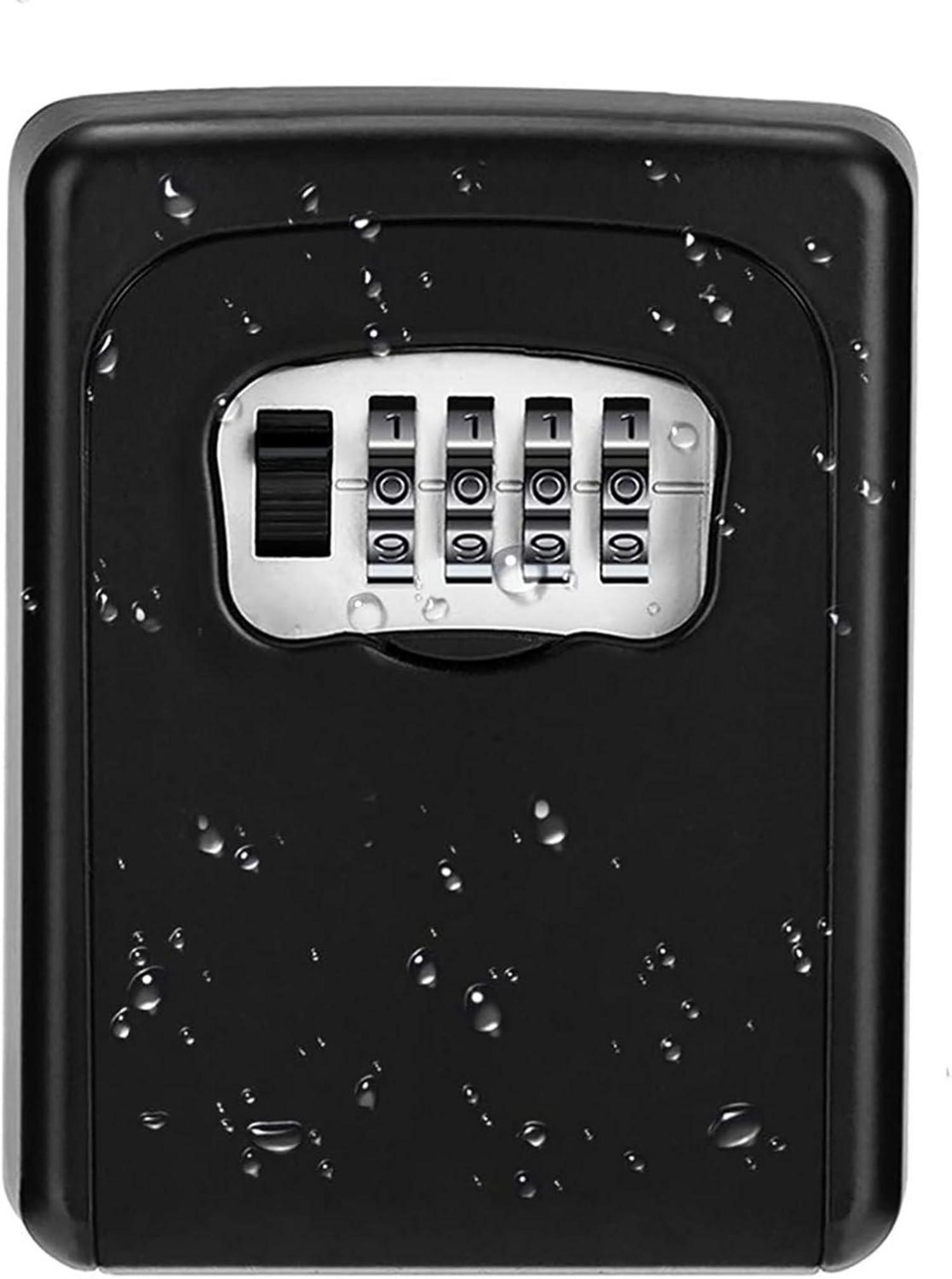 Schlüsseltresor mit 4-stelligem Zahlencode für draußen, Schwarz