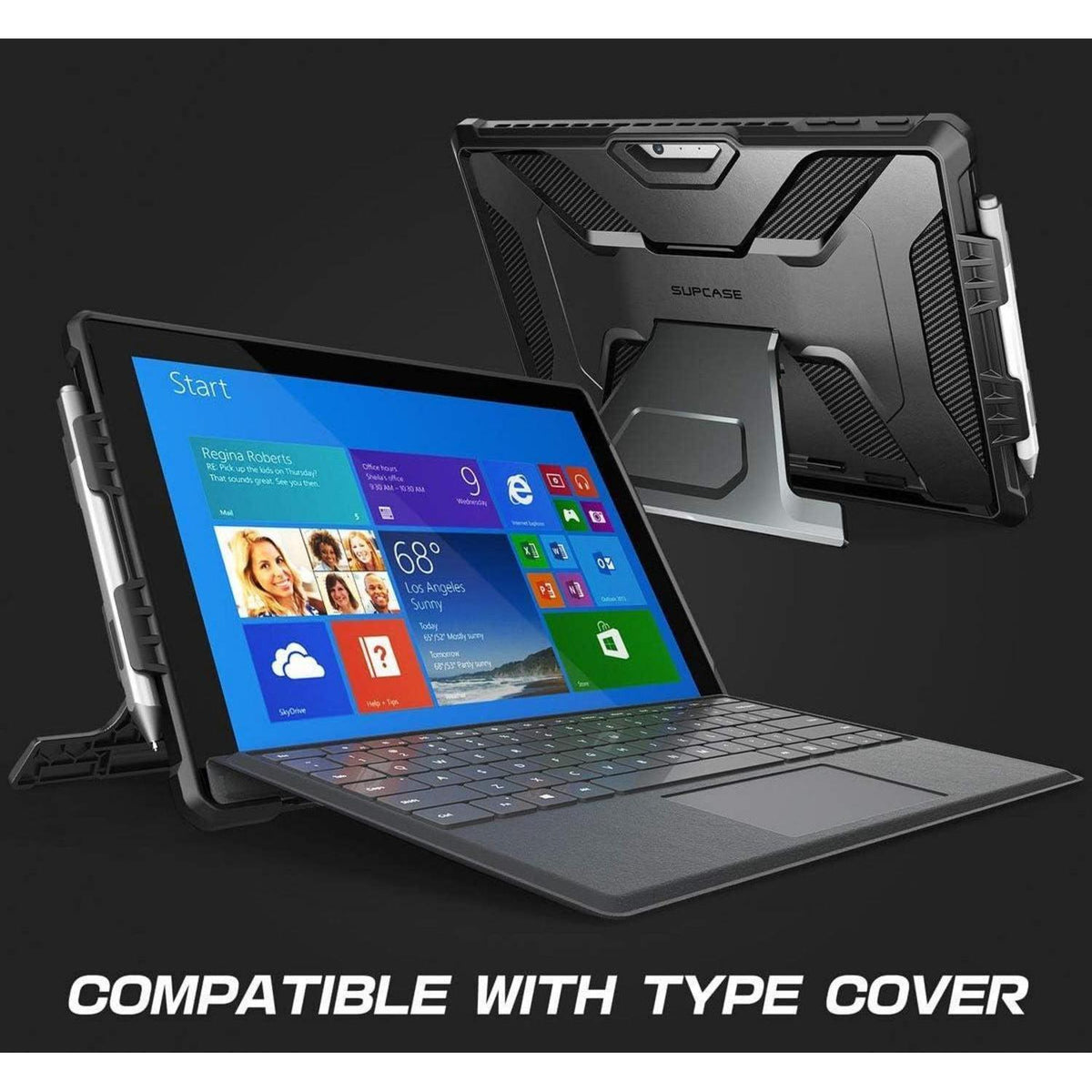 Schutzhülle für Surface Pro mit Ständer & Stifthalter, Schwarz