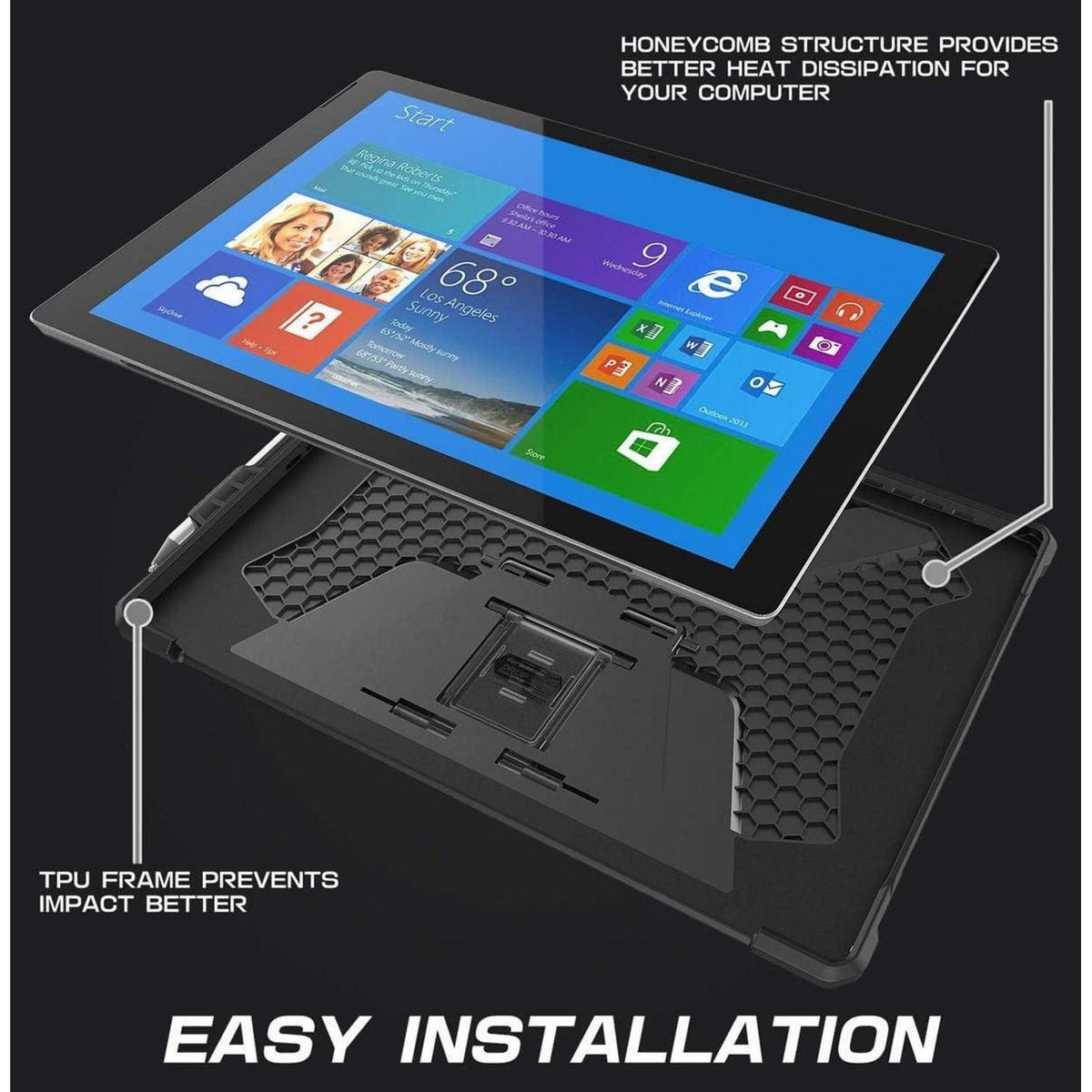 Schutzhülle für Surface Pro mit Ständer & Stifthalter, Schwarz