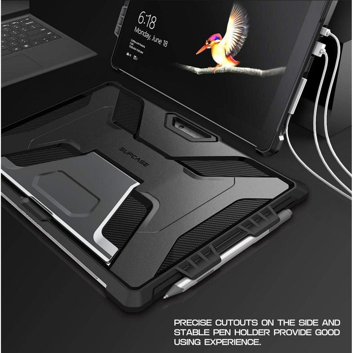 Schutzhülle für Surface Pro mit Ständer & Stifthalter, Schwarz