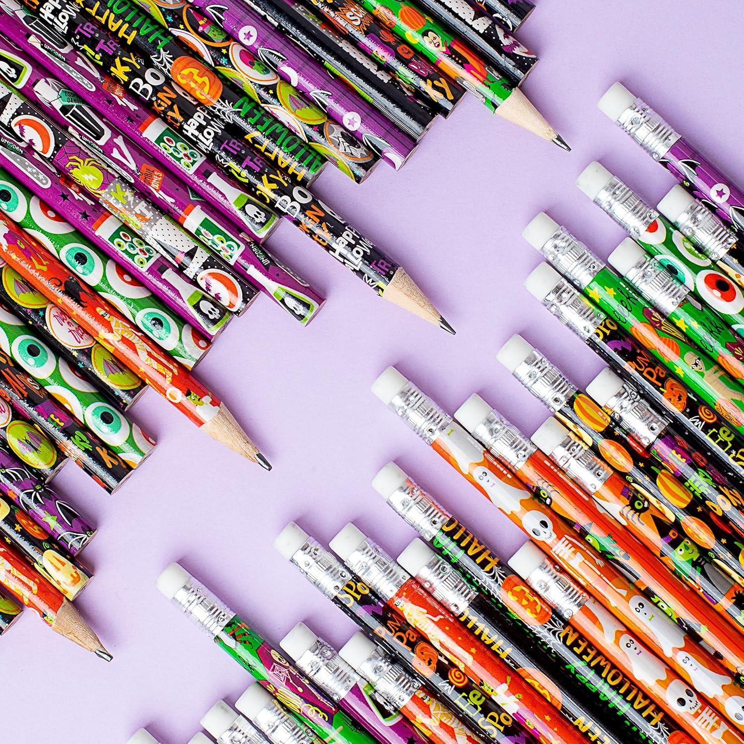 48-teiliges Halloween-Bleistiftset mit Radiergummi, 12 Designs