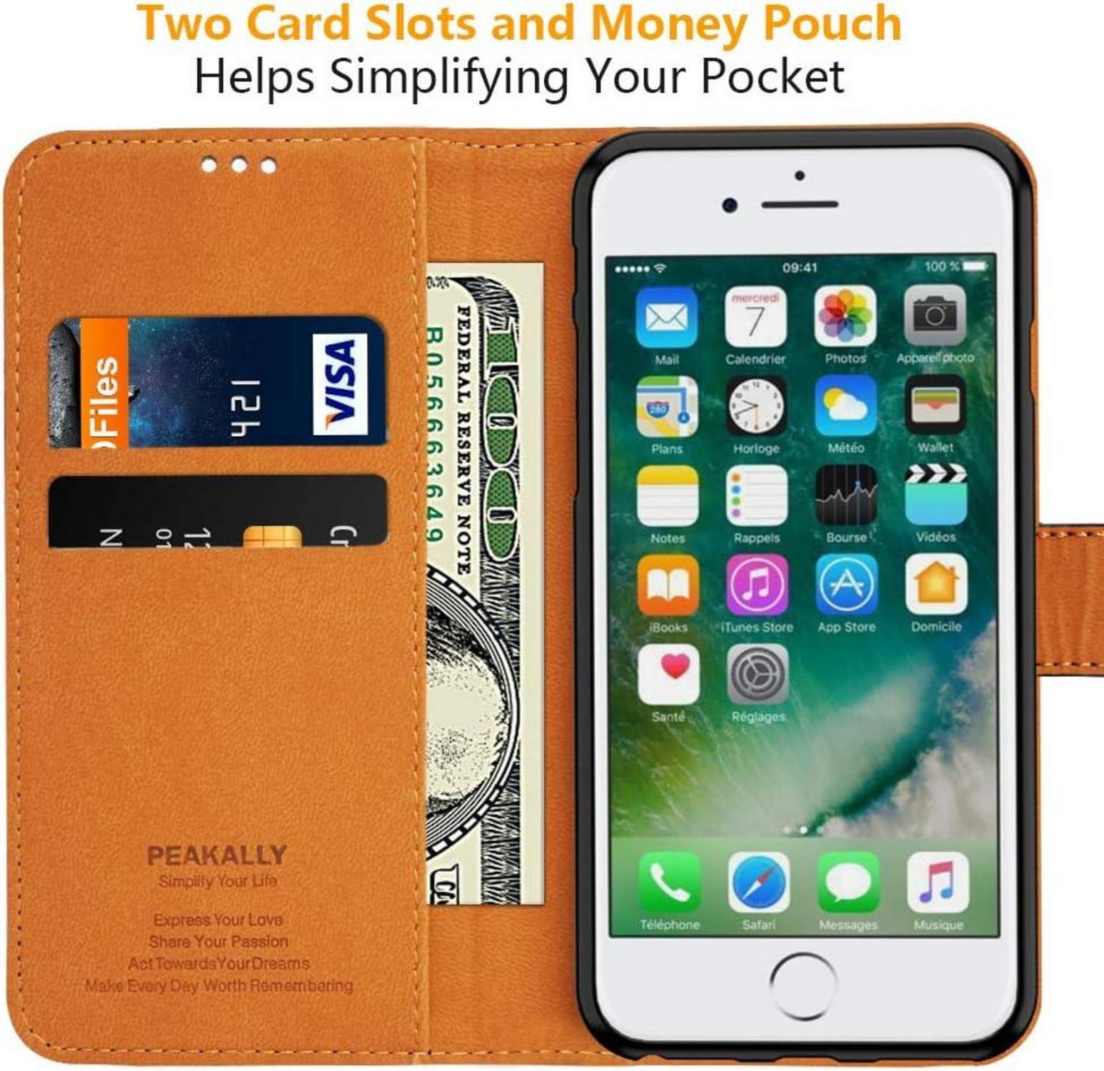 Handyhülle für iPhone SE 2022 Leder Flip Case Brieftasche