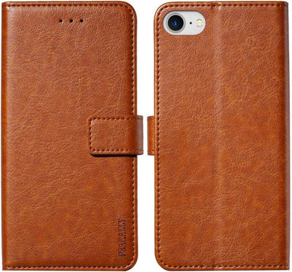 iPhone SE Handyhülle Leder Flip Case Braun Magnet Standfunktion