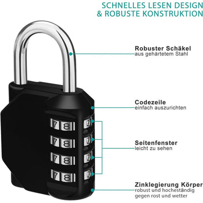 Vorhängeschloss Zahlenschloss 4 Stellig Fitnessstudio